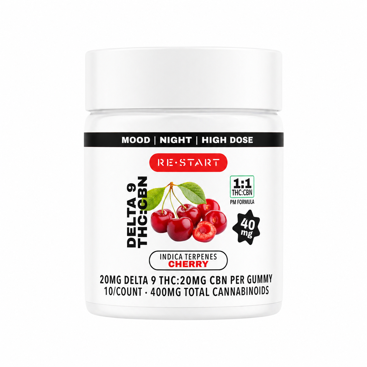 Delta 9 THC CBN Gummies 40MG - Indica Cherry / 10-Ct